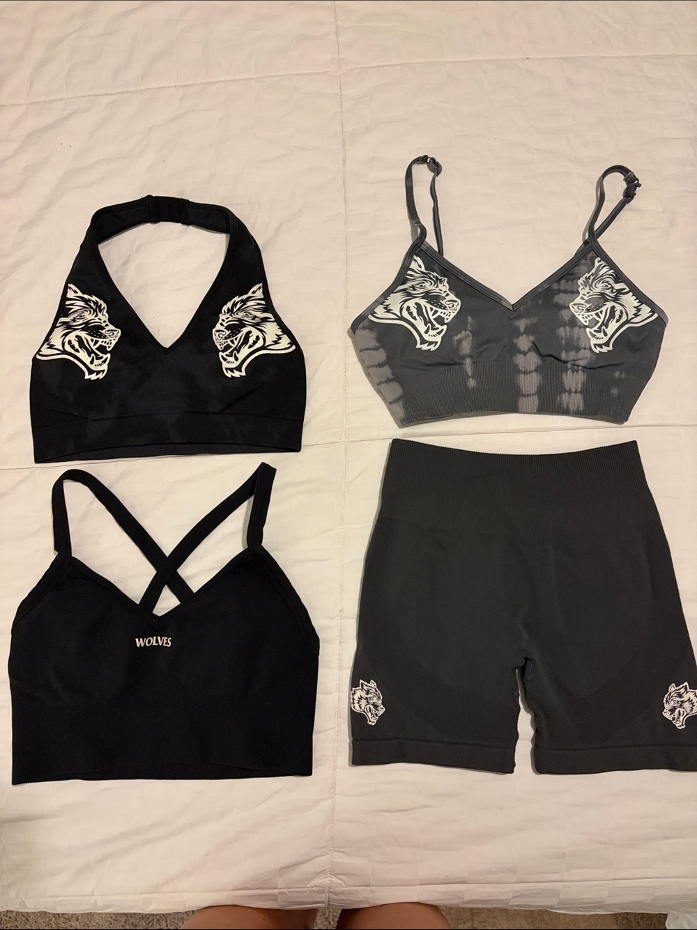Darc Sport Wolves Graphic Black & Charcoal Sports Bra Set